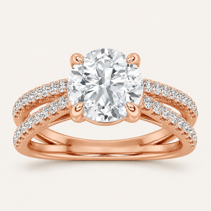 2.00 CT Round Cut Lab Grown Diamond Cross Shank Accented Side Stone Solitaire Ring