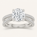 2.00 CT Round Cut Lab Grown Diamond Cross Shank Accented Side Stone Solitaire Ring