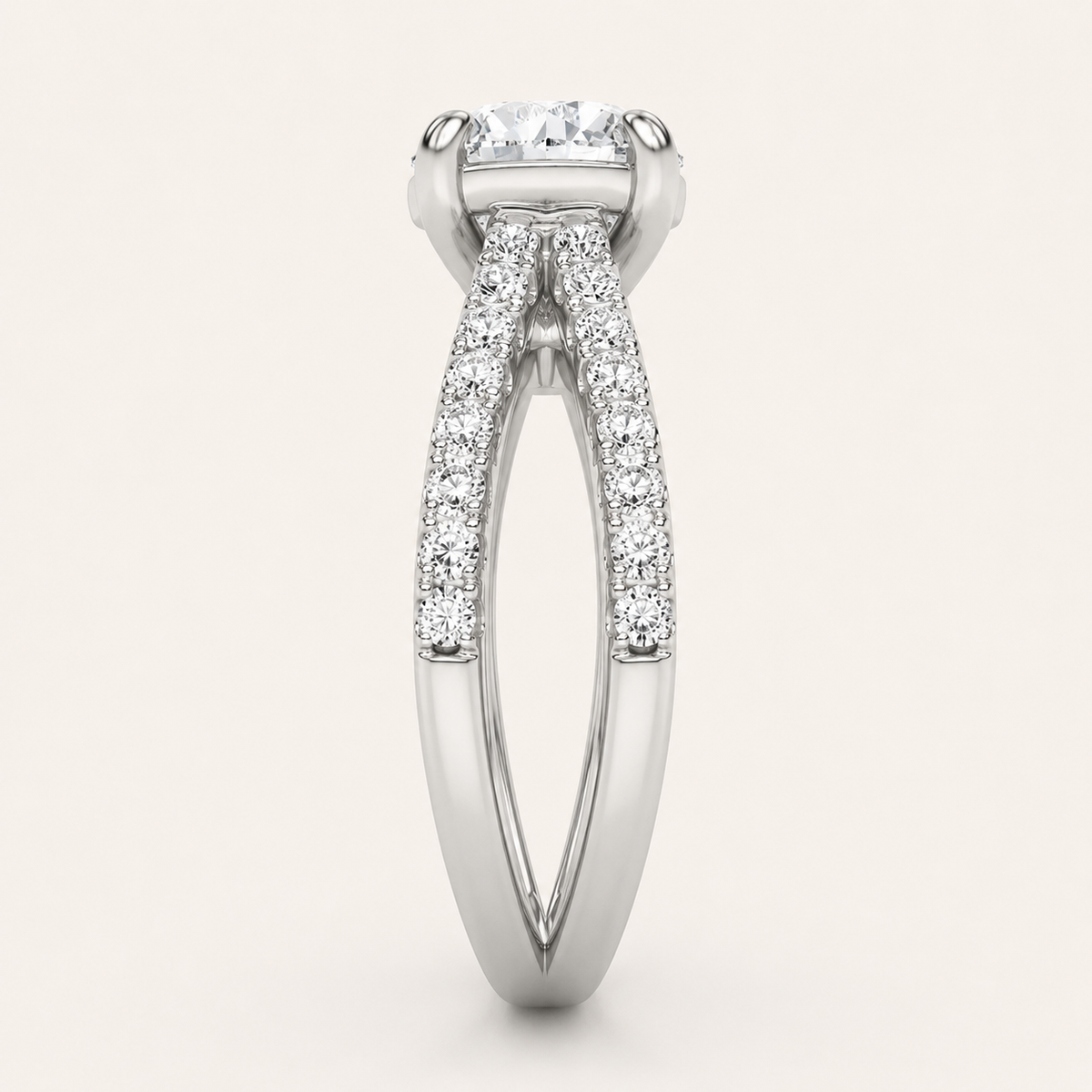 2.00 CT Round Cut Lab Grown Diamond Cross Shank Accented Side Stone Solitaire Ring