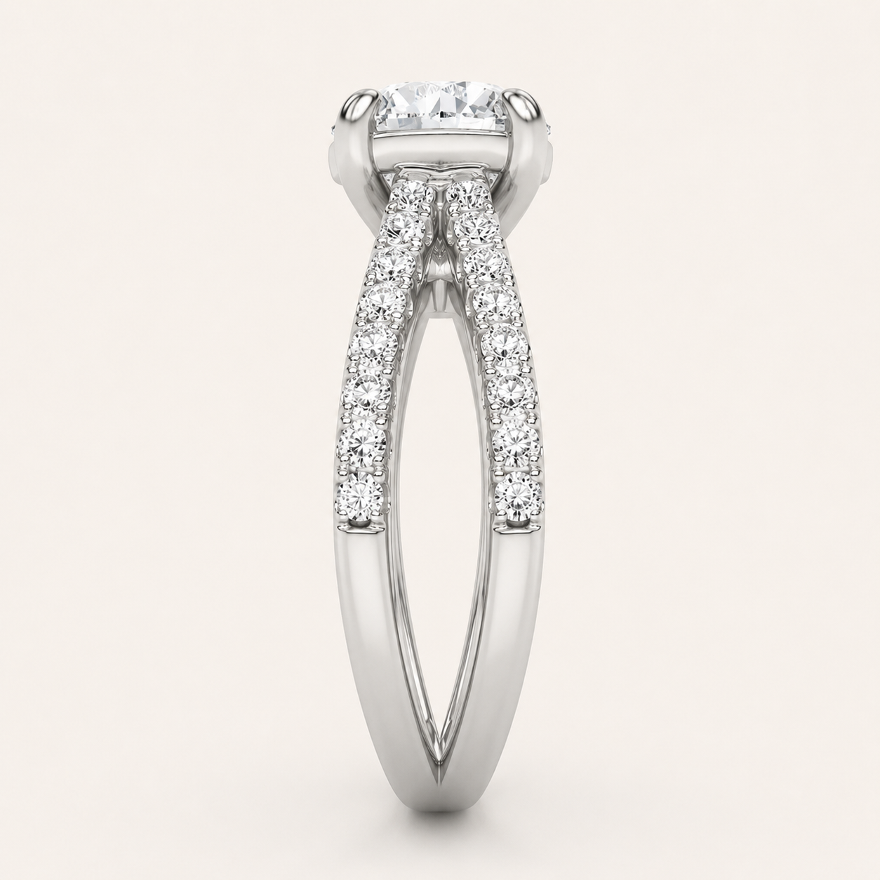 2.00 CT Round Cut Lab Grown Diamond Cross Shank Accented Side Stone Solitaire Ring