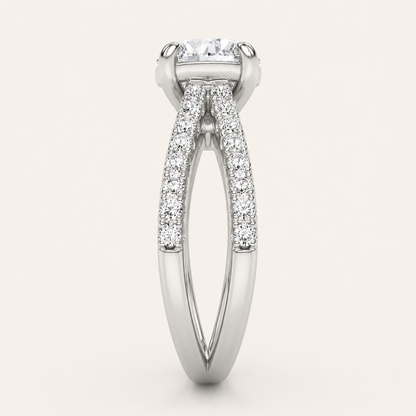 2.00 CT Round Cut Lab Grown Diamond Cross Shank Accented Side Stone Solitaire Ring
