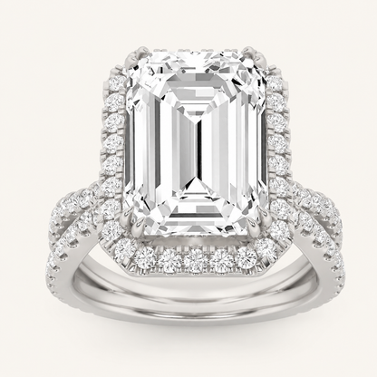 8.00 CT Emerald Cut Lab Grown Diamond Bold Statement Accented Ring