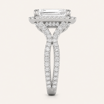 8.00 CT Emerald Cut Lab Grown Diamond Bold Statement Accented Ring