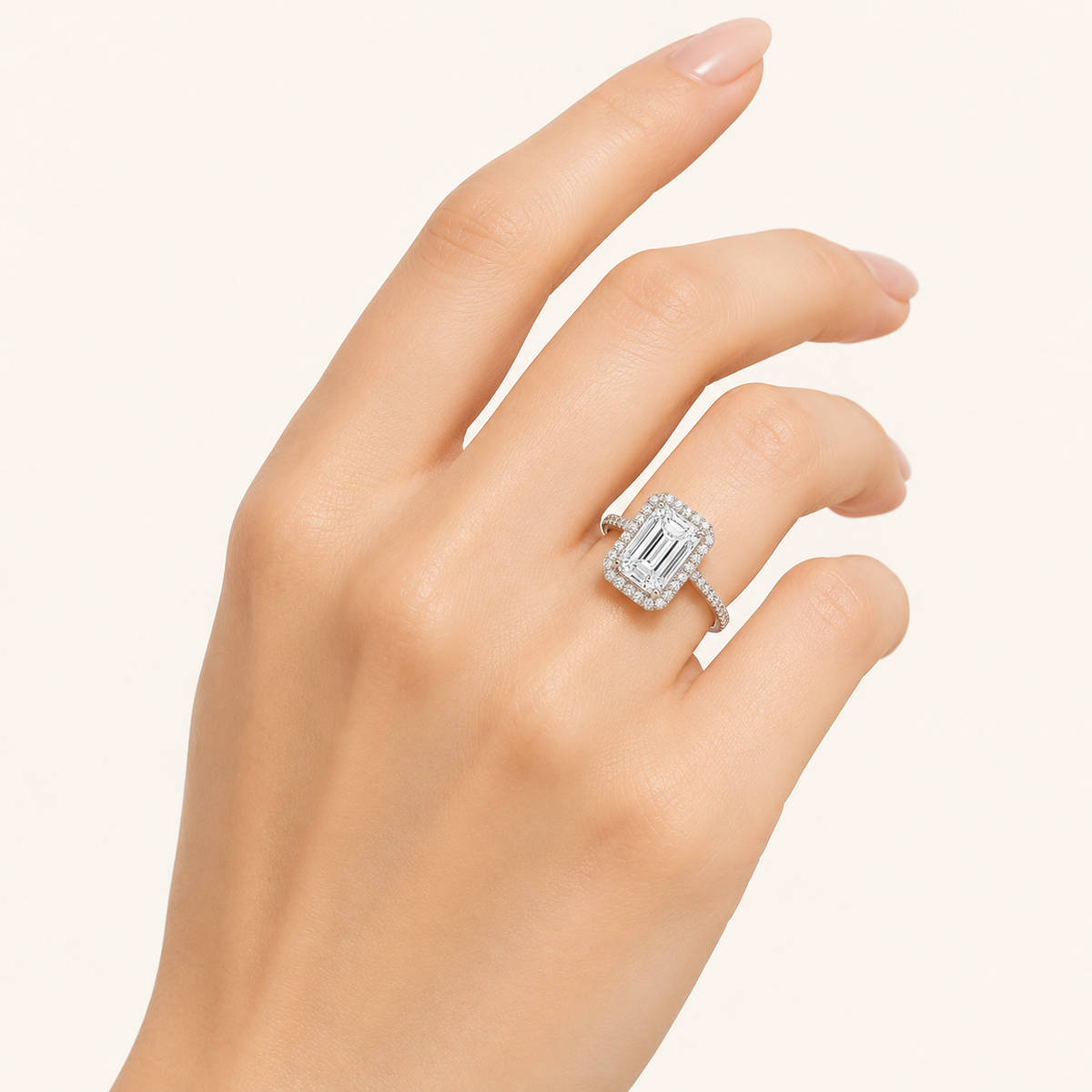 6.00 CT Radiant Cut Lab Grown Diamond Bold Accented Engagement Ring