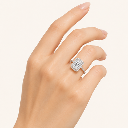 6.00 CT Radiant Cut Lab Grown Diamond Bold Accented Engagement Ring