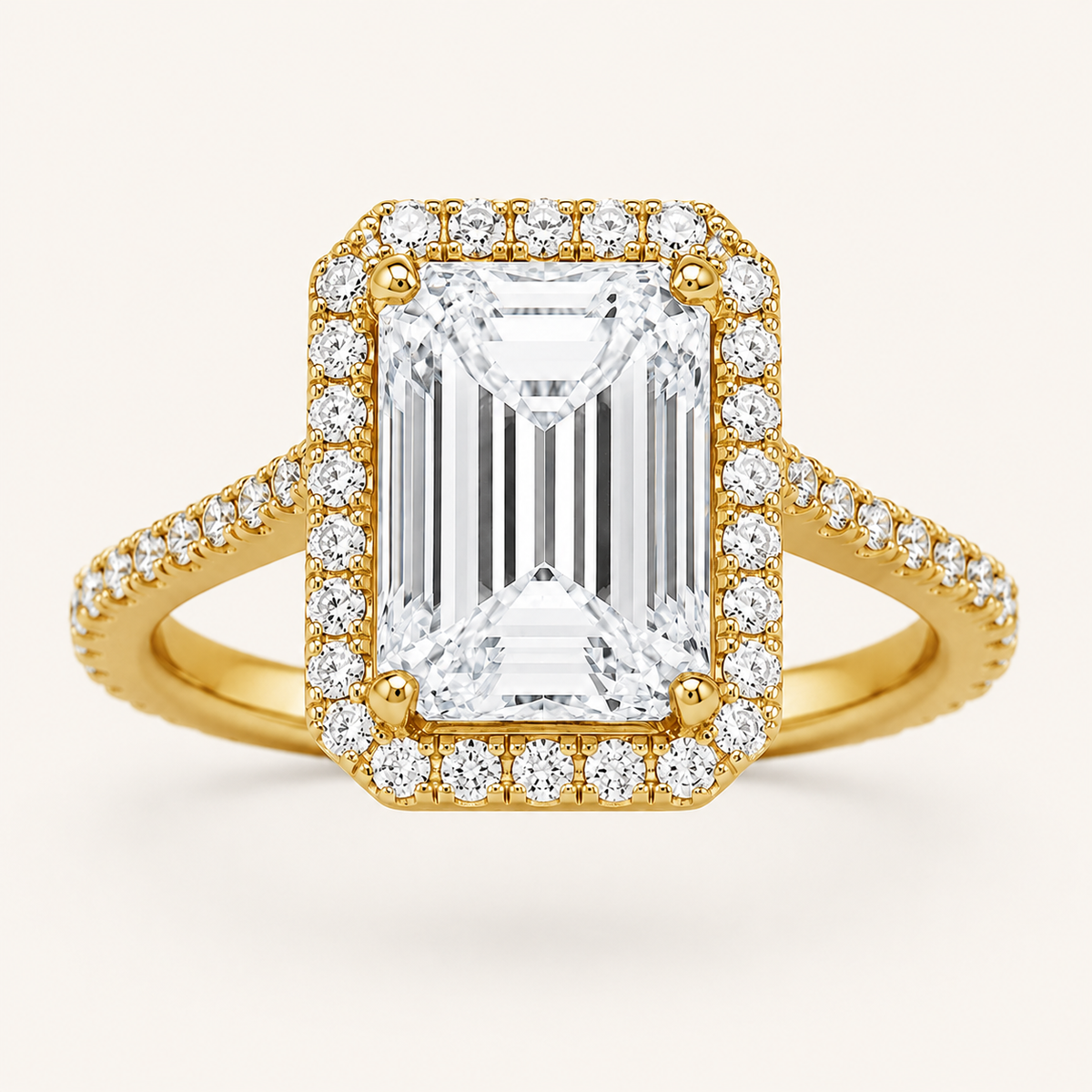6.00 CT Radiant Cut Lab Grown Diamond Bold Accented Engagement Ring