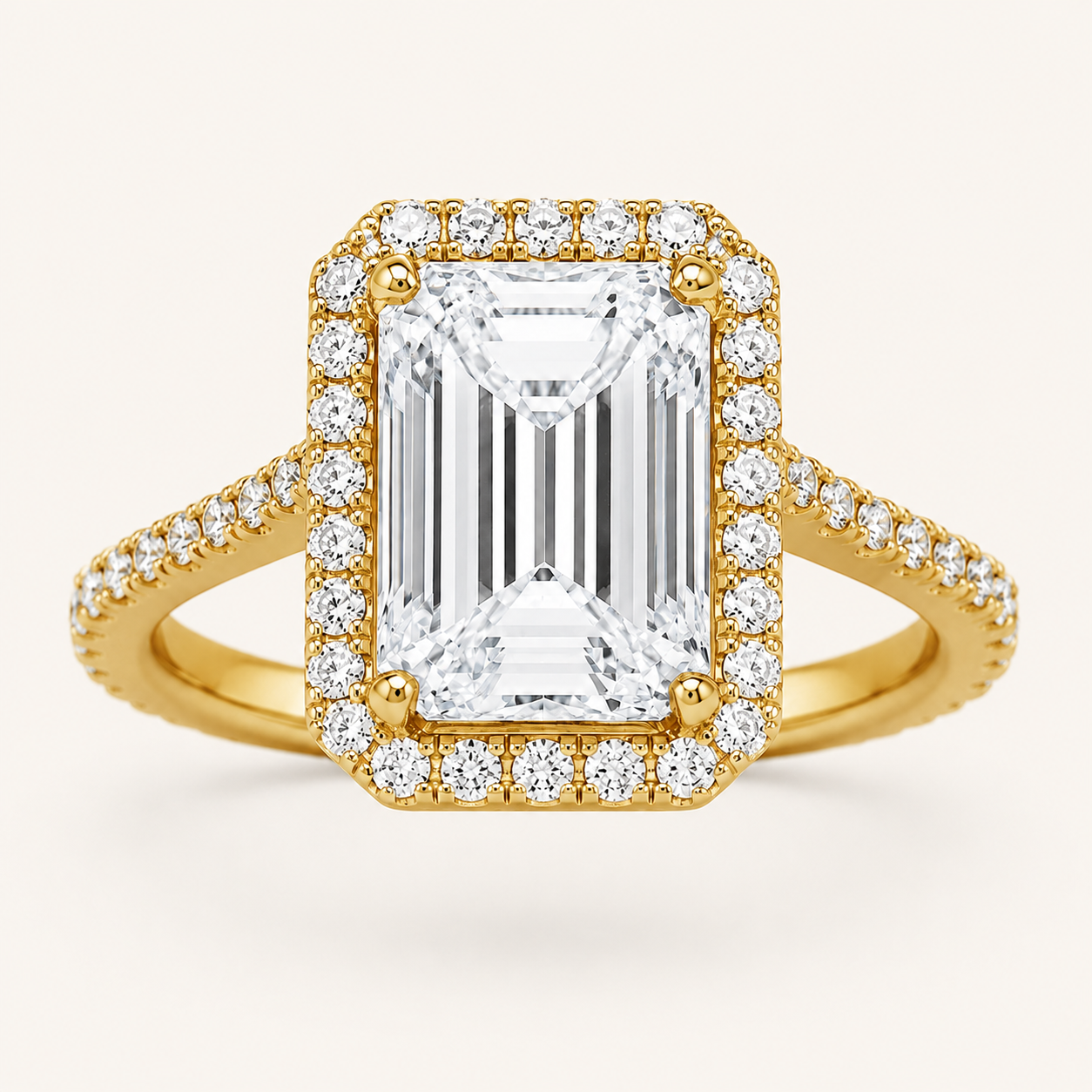 6.00 CT Radiant Cut Lab Grown Diamond Bold Accented Engagement Ring