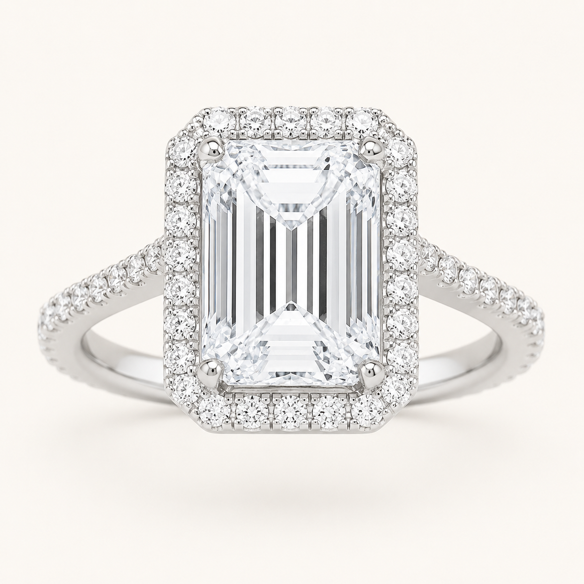 6.00 CT Radiant Cut Lab Grown Diamond Bold Accented Engagement Ring