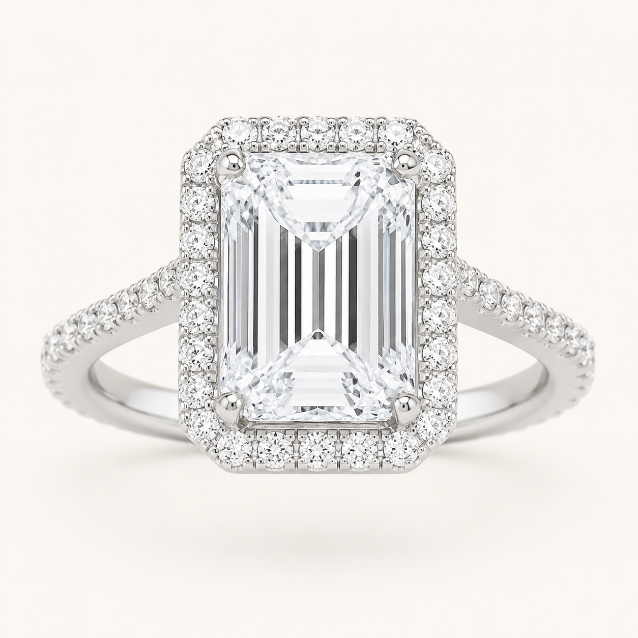 6.00 CT Radiant Cut Lab Grown Diamond Bold Accented Engagement Ring