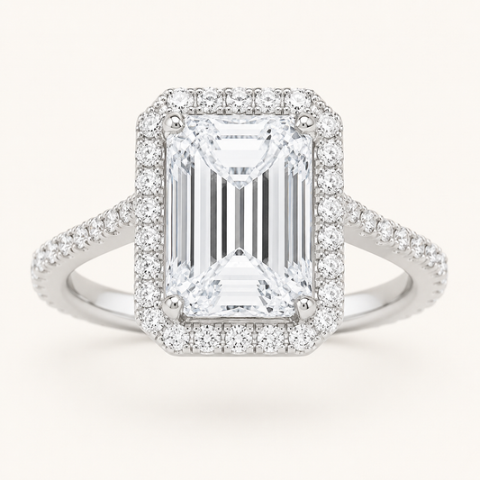 6.00 CT Radiant Cut Lab Grown Diamond Bold Accented Engagement Ring