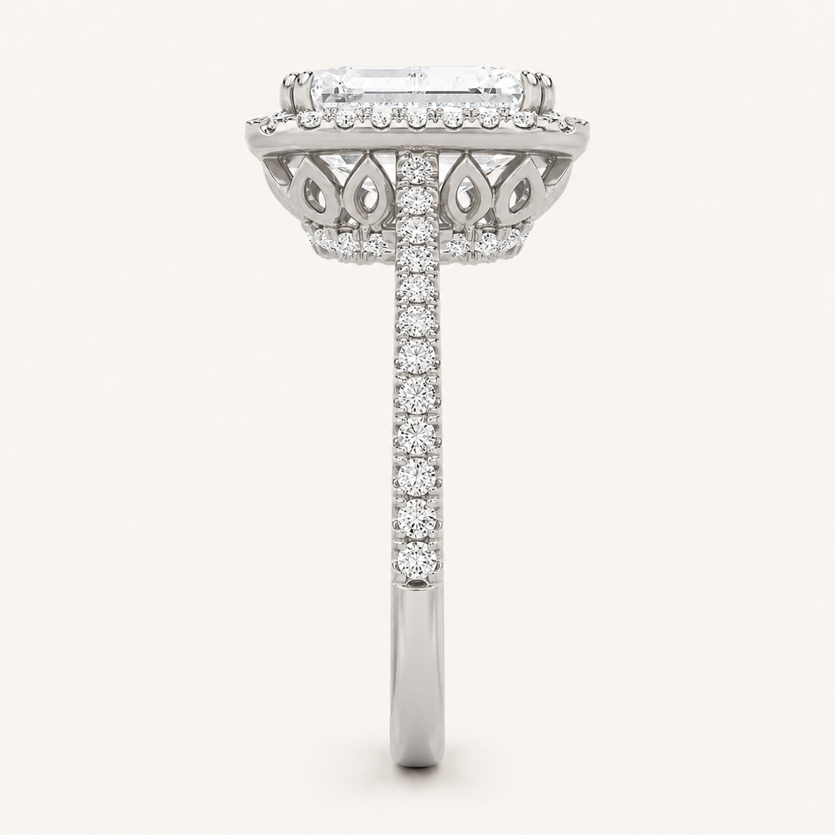 6.00 CT Radiant Cut Lab Grown Diamond Bold Accented Engagement Ring