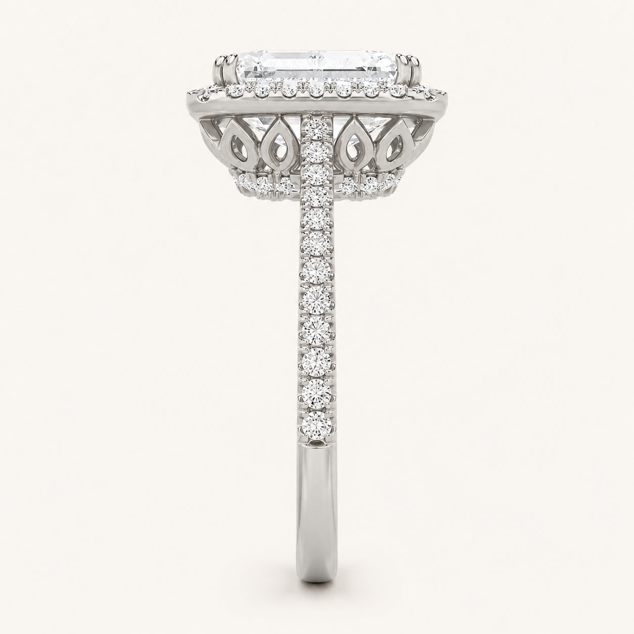 6.00 CT Radiant Cut Lab Grown Diamond Bold Accented Engagement Ring
