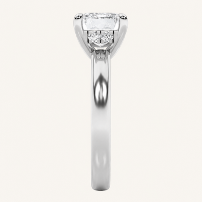 1.5CT Emerald Cut Lab Grown Diamond East West Solitaire Ring
