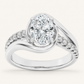 2.00 CT Oval Cut Lab Grown Diamond Swirl Shank Accented Engagement Ring