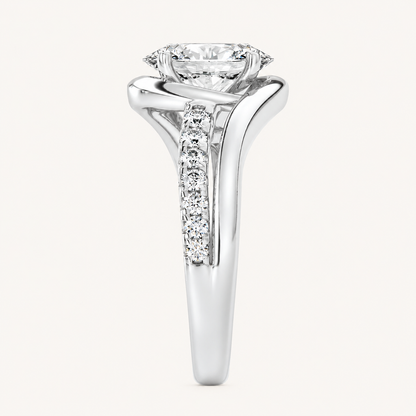 2.00 CT Oval Cut Lab Grown Diamond Swirl Shank Accented Engagement Ring