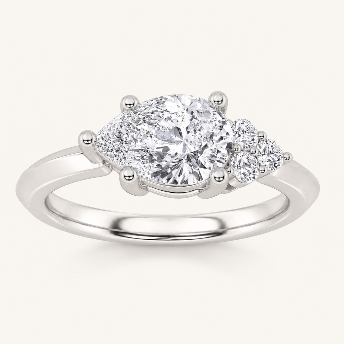1 CT Pear Cut Lab Grown Diamond East West Fashion Ring