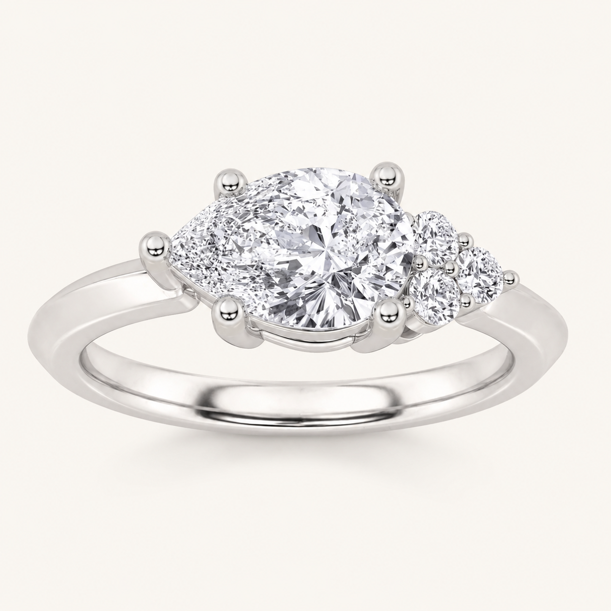 1 CT Pear Cut Lab Grown Diamond East West Fashion Ring