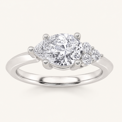 1 CT Pear Cut Lab Grown Diamond East West Fashion Ring