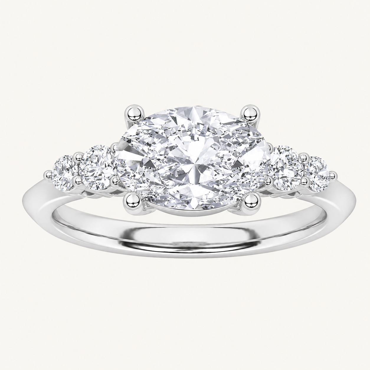 1.5CT Oval Cut Lab Grown Diamond East West Five Stone Ring