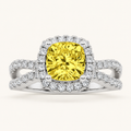 2.25CT Elongated Cushion Cut Lab Grown Diamond Halo Side Stone Ring