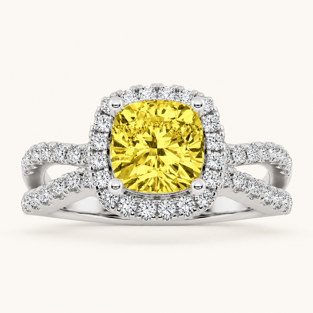 2.25CT Elongated Cushion Cut Lab Grown Diamond Halo Side Stone Ring