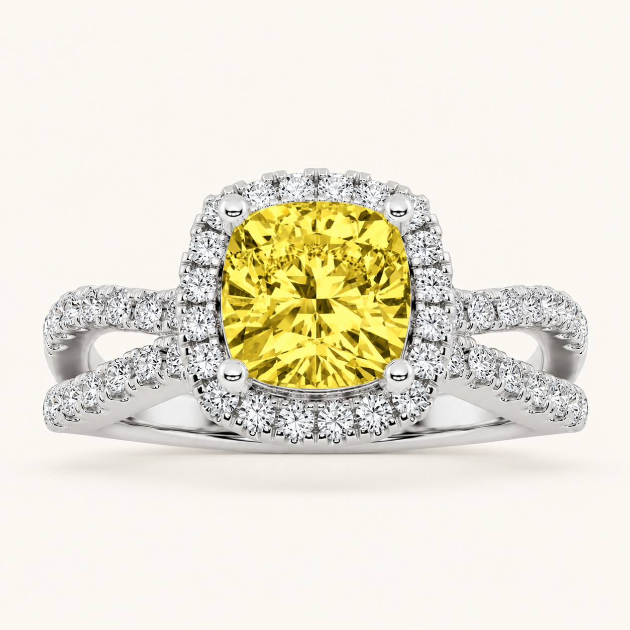 2.25CT Elongated Cushion Cut Lab Grown Diamond Halo Side Stone Ring