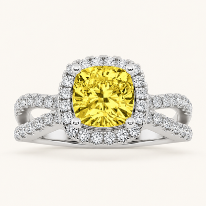 2.25CT Elongated Cushion Cut Lab Grown Diamond Halo Side Stone Ring