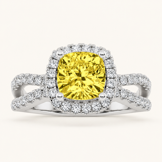 2.25CT Elongated Cushion Cut Lab Grown Diamond Halo Side Stone Ring