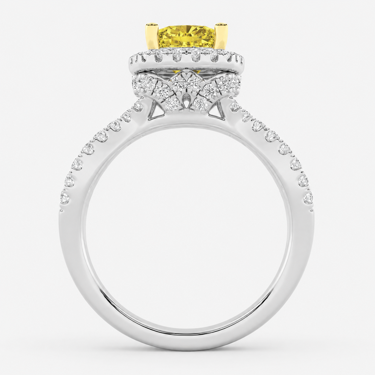 2.25CT Elongated Cushion Cut Lab Grown Diamond Halo Side Stone Ring