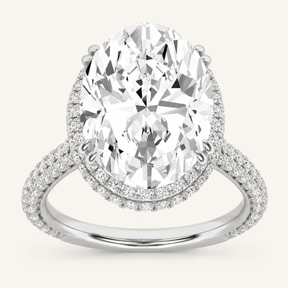 7.50 Ct Oval Cut Lab Grown Diamond Bold Statement Accented Halo Ring