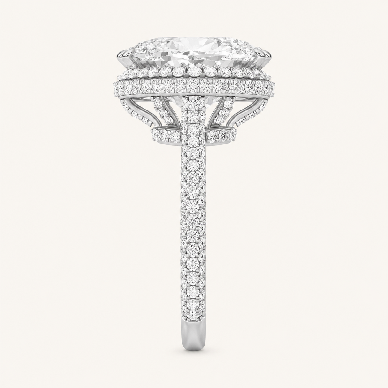 7.50 Ct Oval Cut Lab Grown Diamond Bold Statement Accented Halo Ring