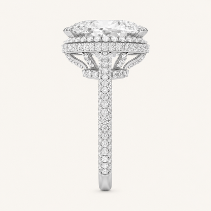 7.50 Ct Oval Cut Lab Grown Diamond Bold Statement Accented Halo Ring