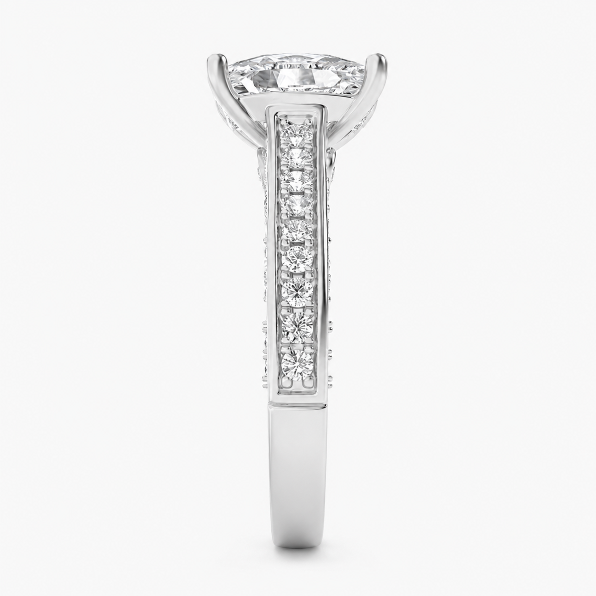 2.5CT Elongated Cushion Cut Lab Grown Diamond Accented Engagement Ring
