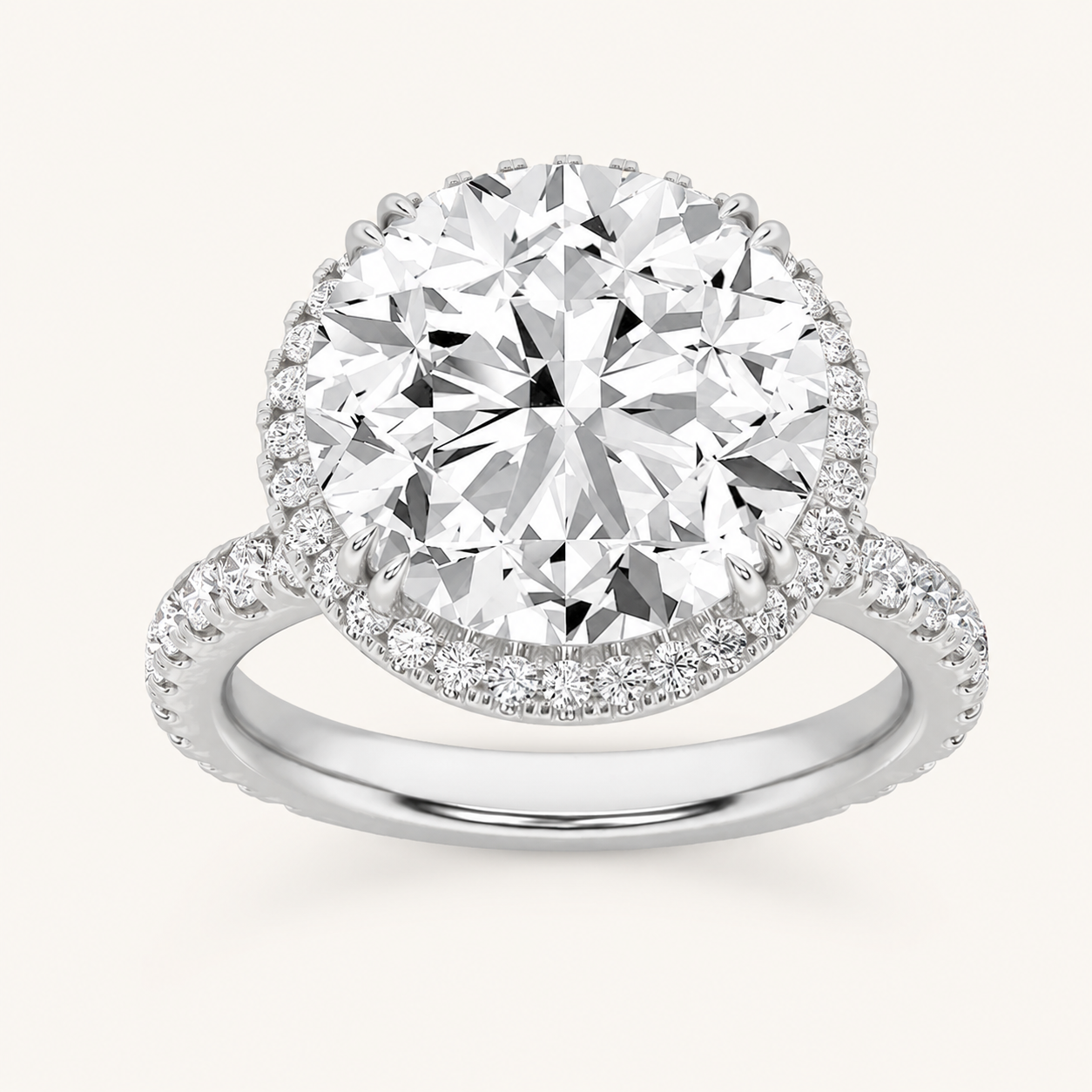 6.00 CT Round Cut Lab Grown Diamond Bold Statement Halo Accented Ring