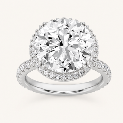 6.00 CT Round Cut Lab Grown Diamond Bold Statement Halo Accented Ring
