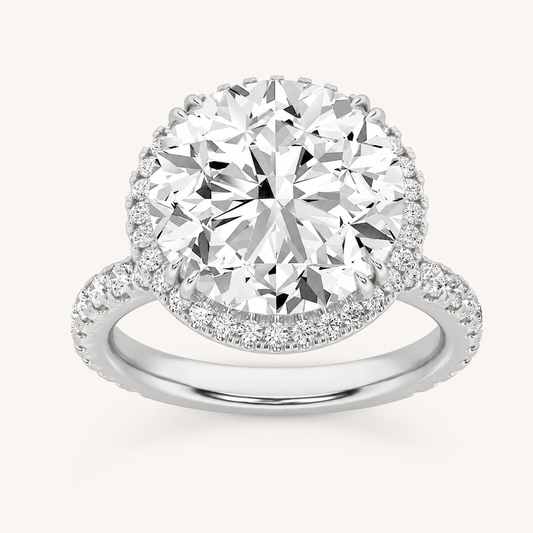 6.00 CT Round Cut Lab Grown Diamond Bold Statement Halo Accented Ring