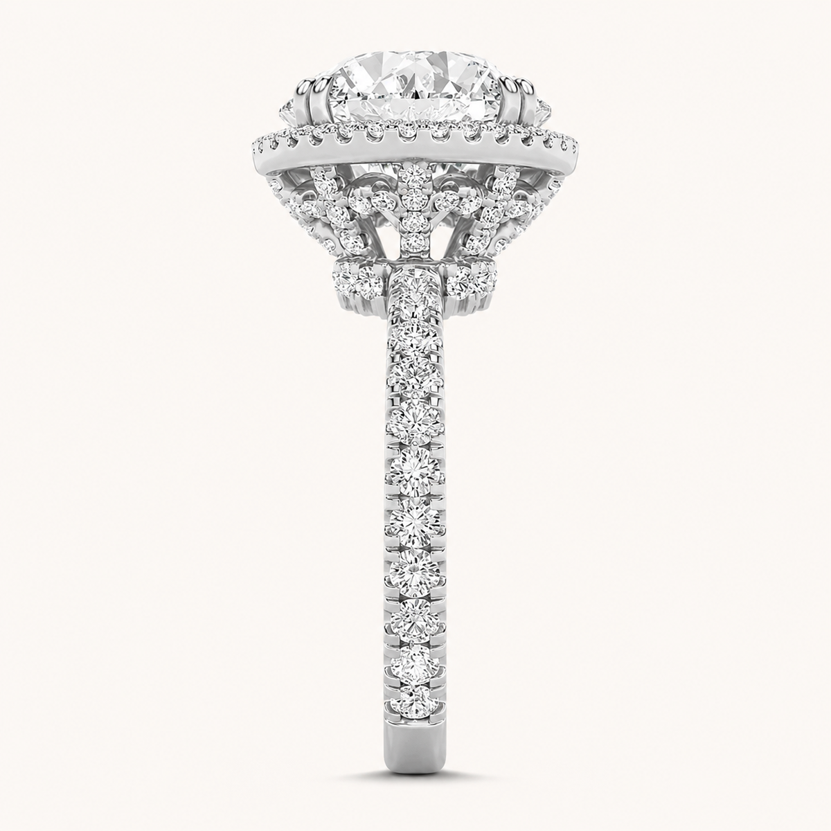 6.00 CT Round Cut Lab Grown Diamond Bold Statement Halo Accented Ring