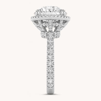 6.00 CT Round Cut Lab Grown Diamond Bold Statement Halo Accented Ring