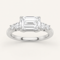 1.5CT Emerald Cut Lab Grown Diamond East West Accented Three Stone Ring