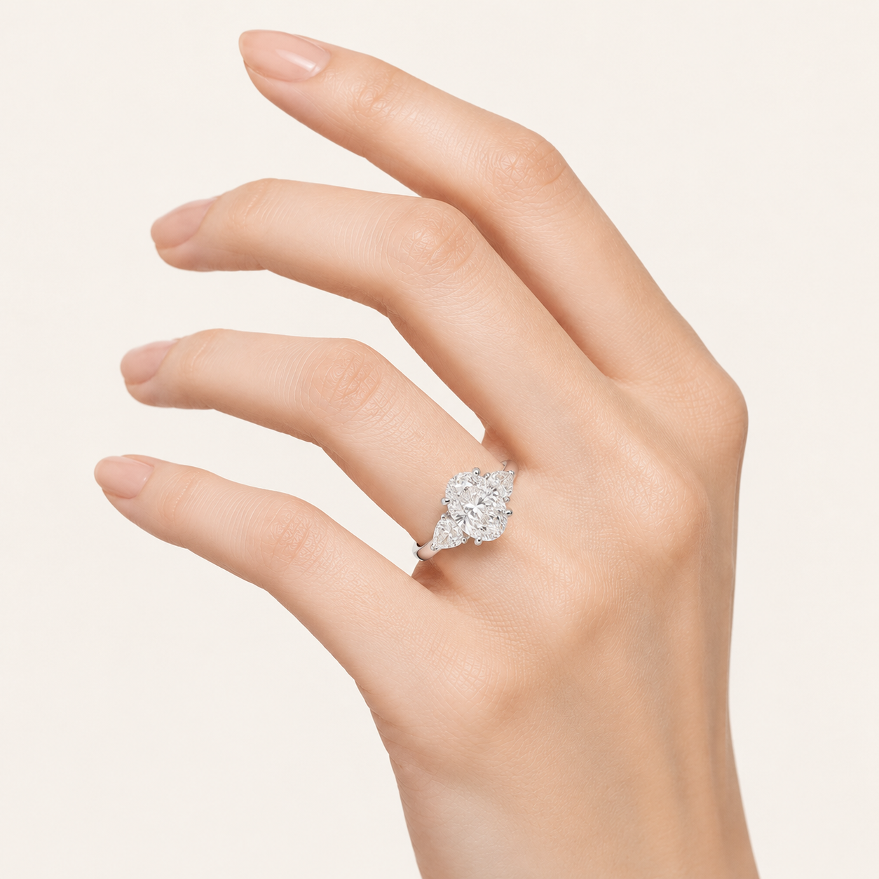 6.50 CT Oval Cut Lab Grown Diamond Bold Statement Accented Three Stone Ring
