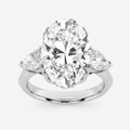 6.50 CT Oval Cut Lab Grown Diamond Bold Statement Accented Three Stone Ring