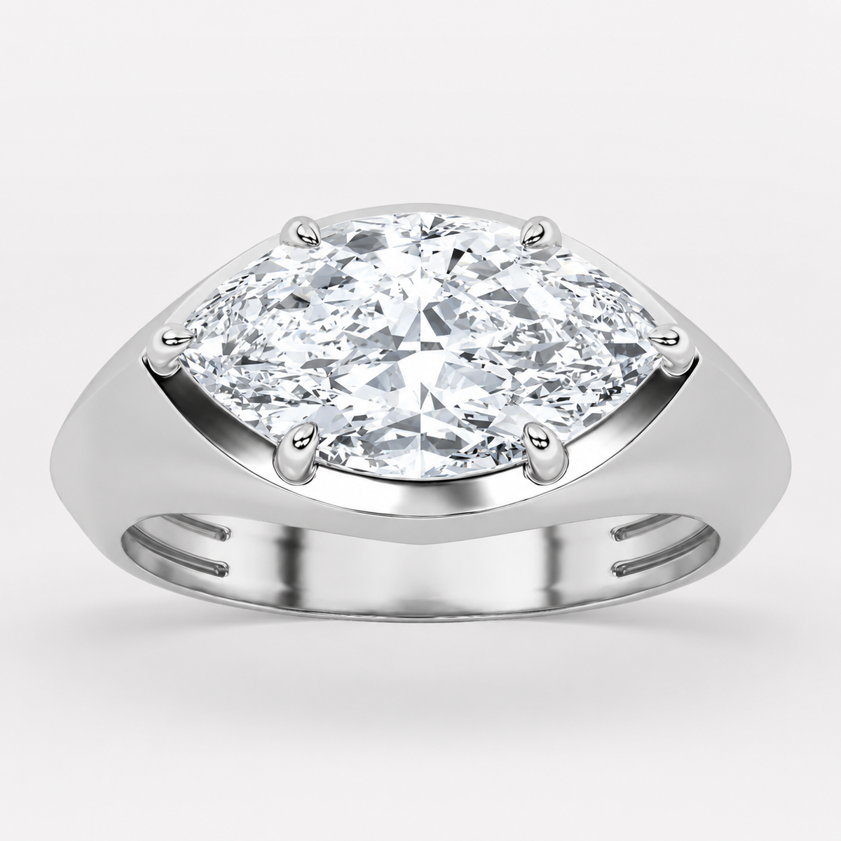 2CT Marquise Cut Lab Grown Diamond East West Solitaire Ring