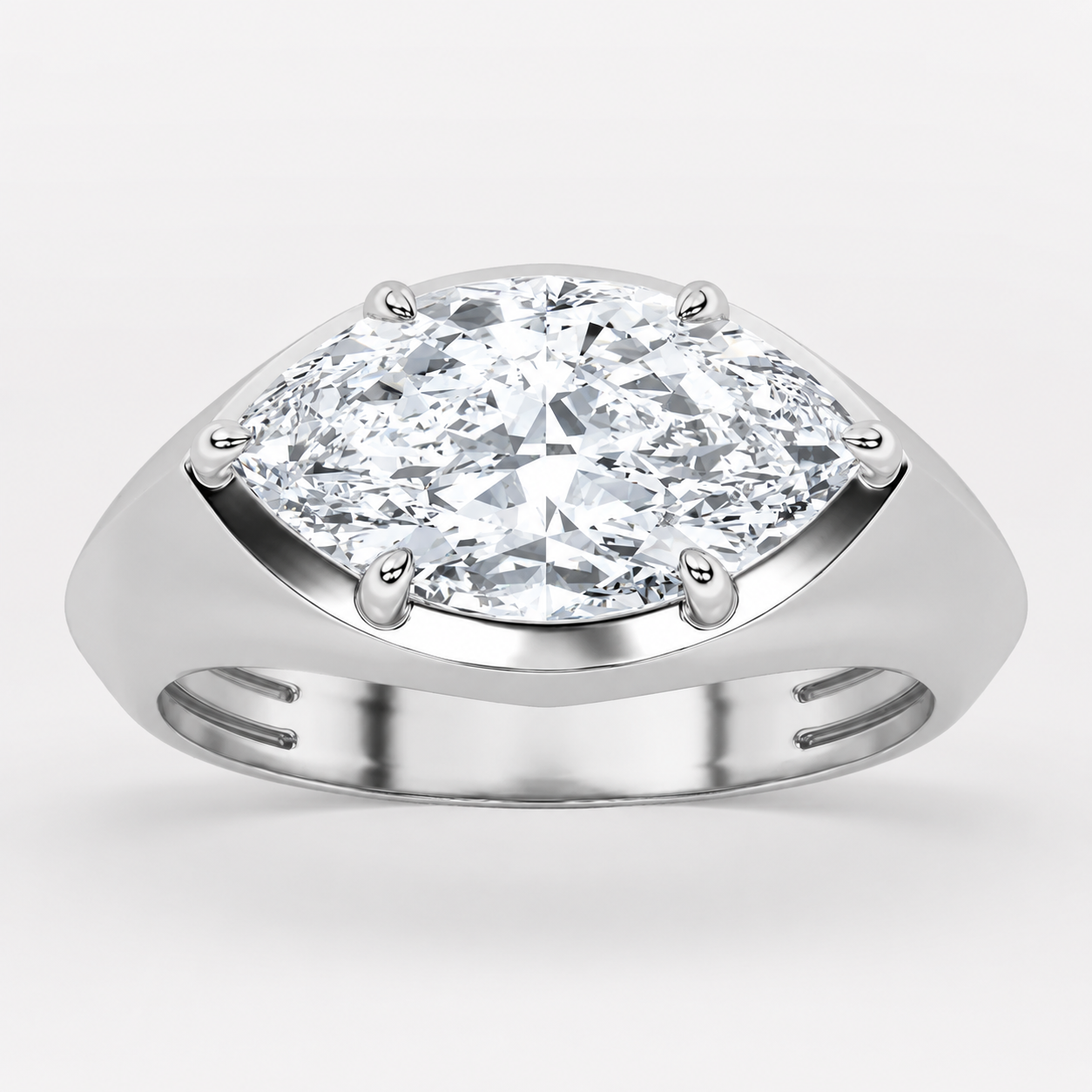 2CT Marquise Cut Lab Grown Diamond East West Solitaire Ring