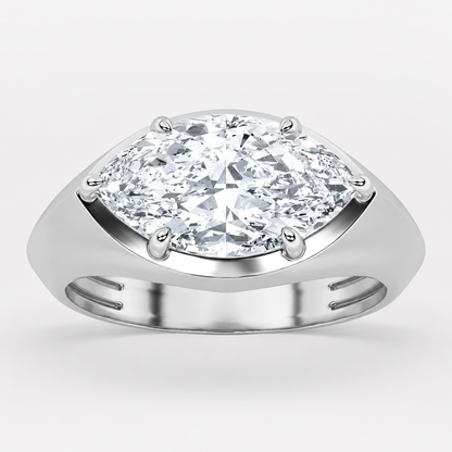 2CT Marquise Cut Lab Grown Diamond East West Solitaire Ring