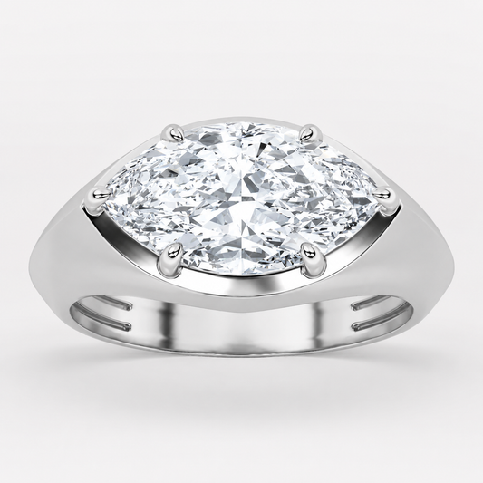 2CT Marquise Cut Lab Grown Diamond East West Solitaire Ring