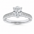 2CT Oval Cut Lab Grown Diamond Accented Engagement Ring