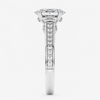 2CT Oval Cut Lab Grown Diamond Accented Engagement Ring