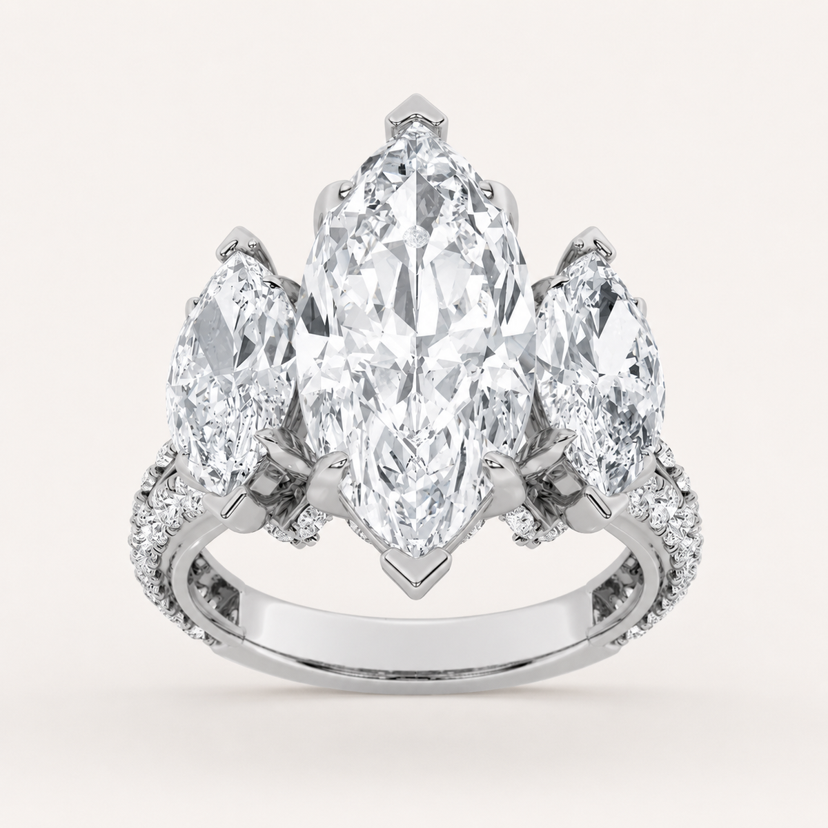 7.75 CT Marquise Cut Lab Grown Diamond Bold Statement Accented Ring