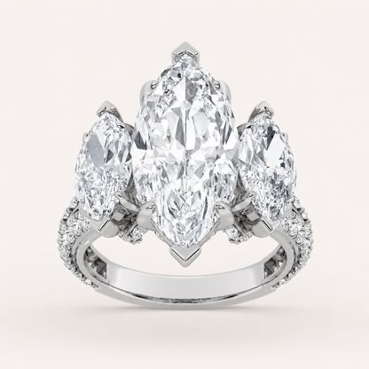 7.75 CT Marquise Cut Lab Grown Diamond Bold Statement Accented Ring
