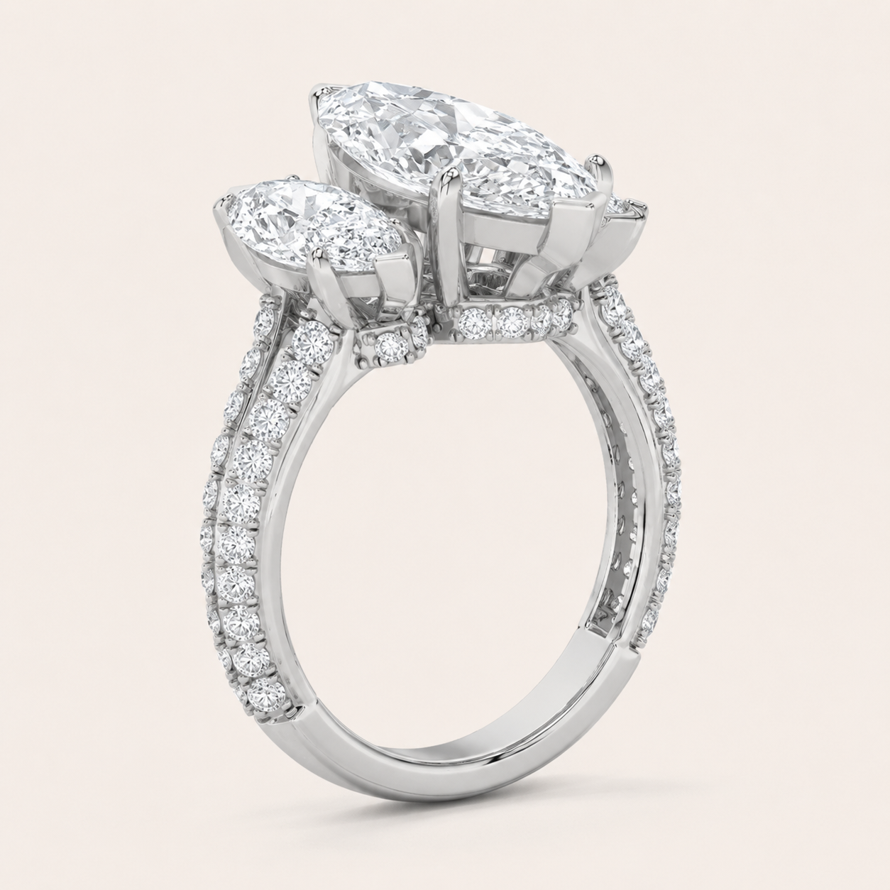 7.75 CT Marquise Cut Lab Grown Diamond Bold Statement Accented Ring